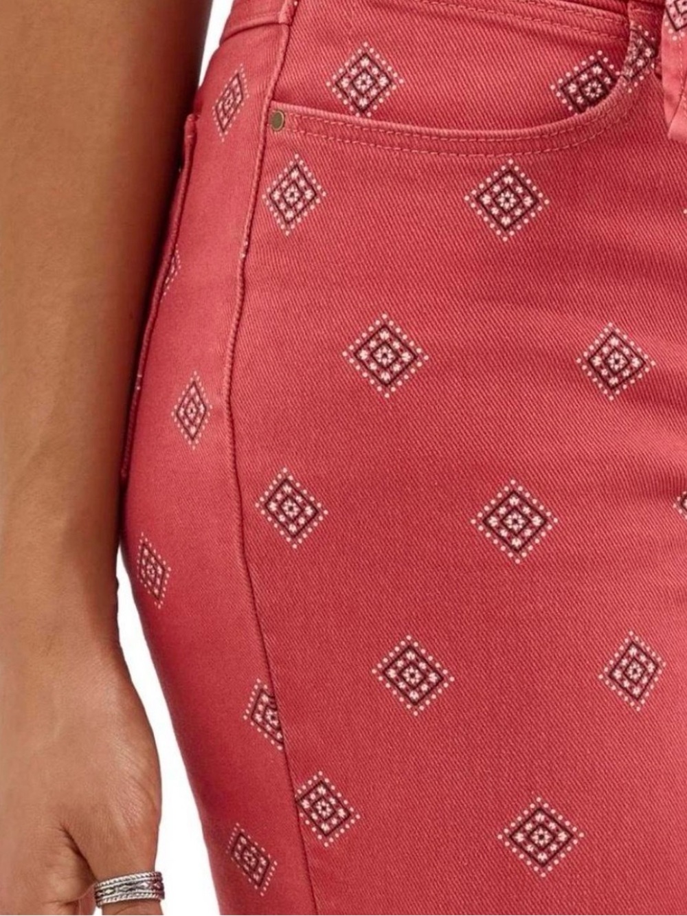 Wrangler Rose Red Boot Cut Pants with Diamond Print
